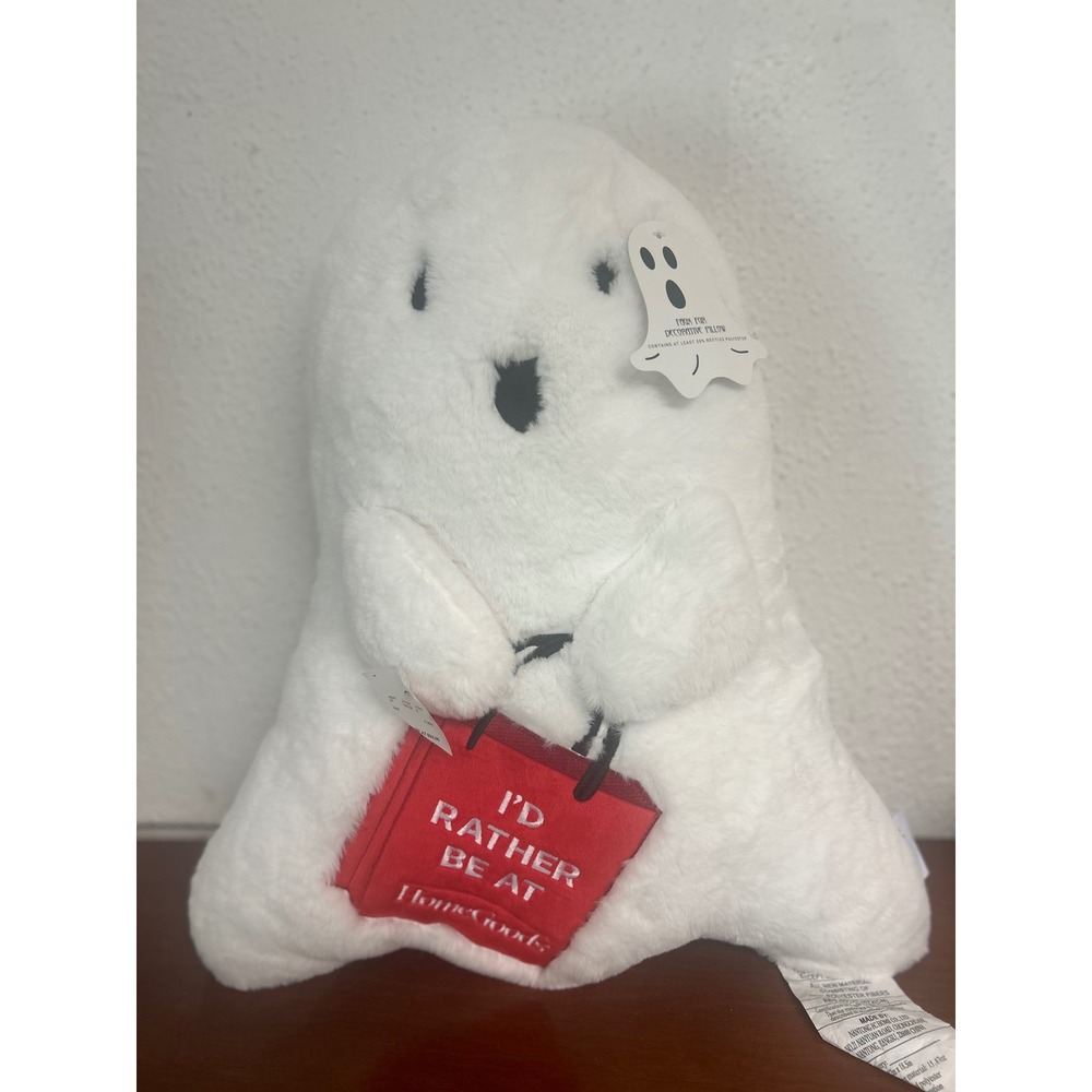 HomeGoods Ghost Faux Fur Decorative Pillow I'd Rather Be At HomeGoods Rare NWT